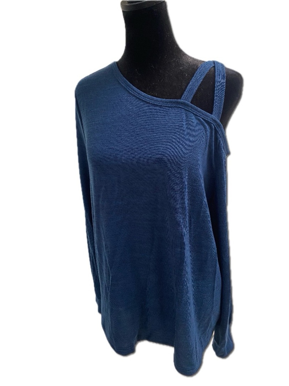 SHEIN Navy Blue Off-Shoulder Strap Knit Sweater
